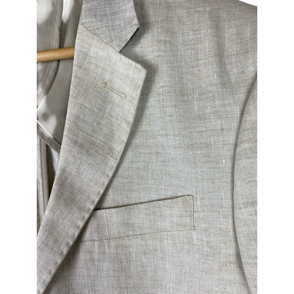 Tasso Elba 100% Linen Blazer Mens L 42-44 Beige 2 Button Sport Coat Jacket